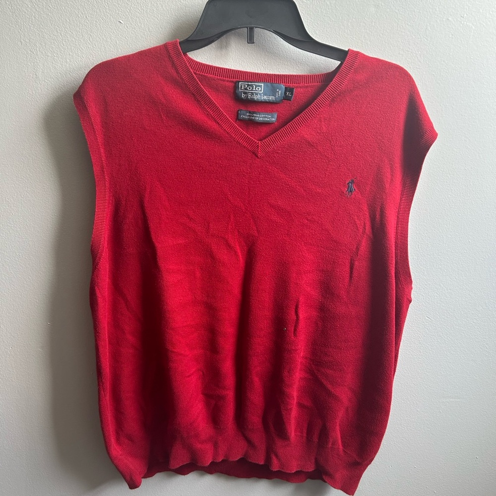 Ralph Lauren Men's V-Neck Red Sweater Vest